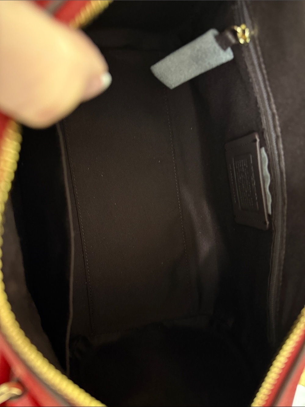 COACH Red Pebbled Leather Satchel with Gold Hardware - Picture 8 of 12